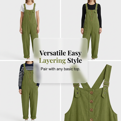 🔥Spring Hot Sale🔥Women's Casual Loose Fit Button-Front Overalls