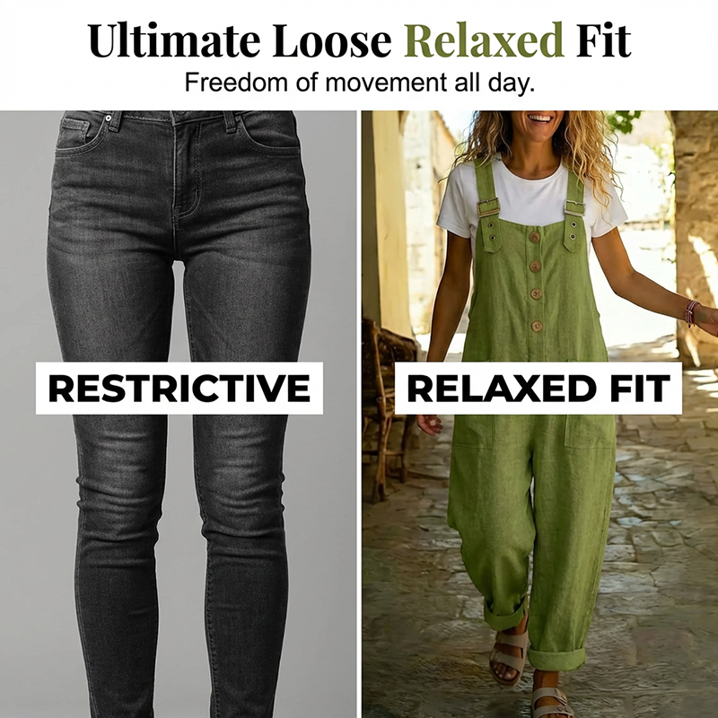 🔥Spring Hot Sale🔥Women's Casual Loose Fit Button-Front Overalls