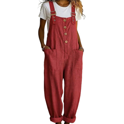 🔥Spring Hot Sale🔥Women's Casual Loose Fit Button-Front Overalls