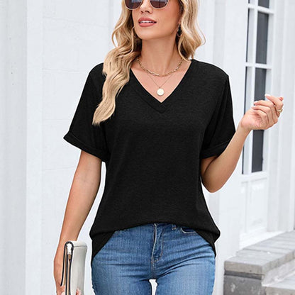 Women's V-Neck Short Sleeve Casual T-Shirt