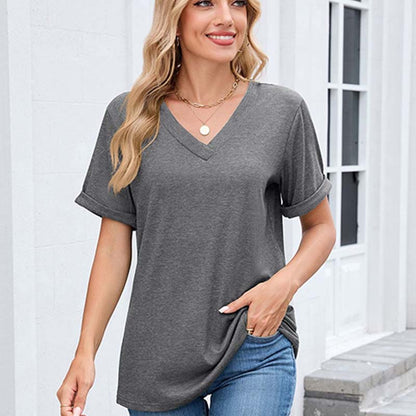 Women's V-Neck Short Sleeve Casual T-Shirt