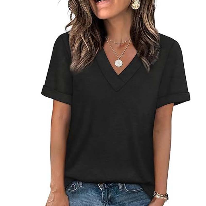 Women's V-Neck Short Sleeve Casual T-Shirt