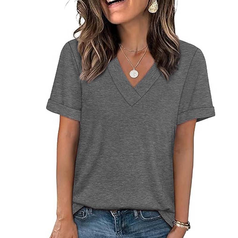 Women's V-Neck Short Sleeve Casual T-Shirt