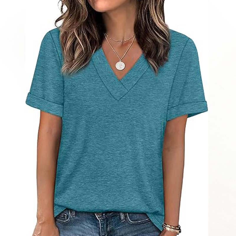 Women's V-Neck Short Sleeve Casual T-Shirt