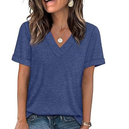 Women's V-Neck Short Sleeve Casual T-Shirt