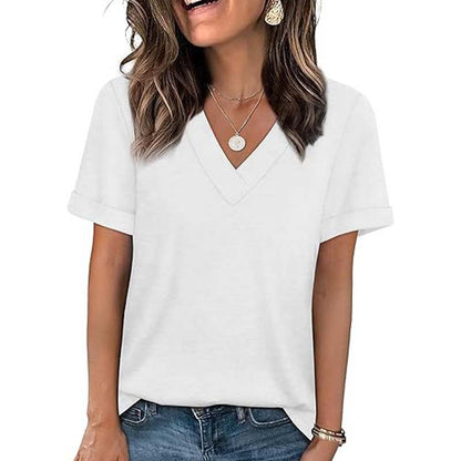 Women's V-Neck Short Sleeve Casual T-Shirt