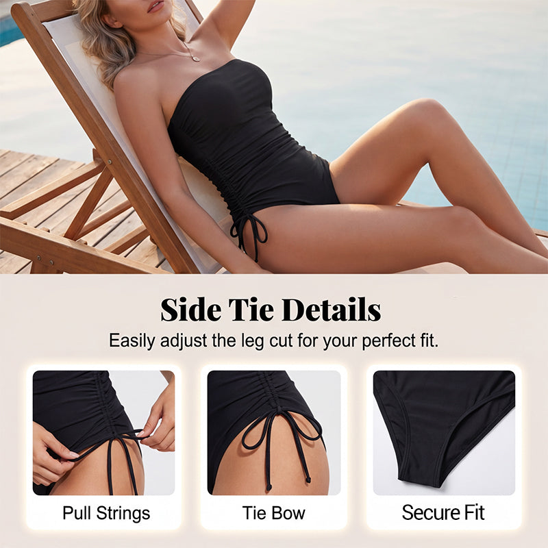 🏖️Only £10.99 Last Day Promotion!🌼Women's Strapless Ruched One-Piece Swimsuit