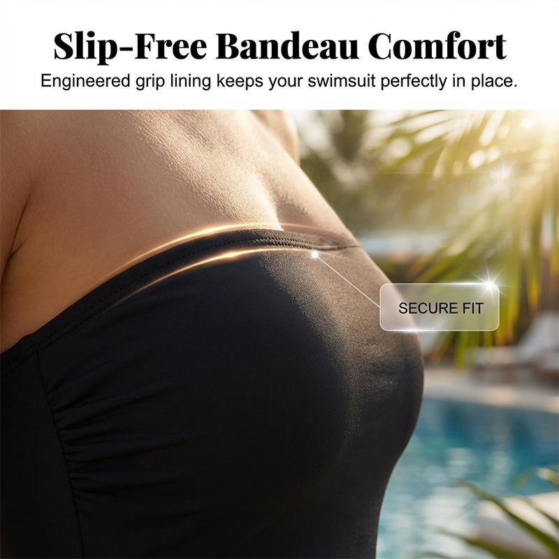 🏖️Only £10.99 Last Day Promotion!🌼Women's Strapless Ruched One-Piece Swimsuit