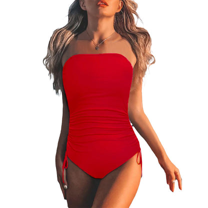 🏖️Only £10.99 Last Day Promotion!🌼Women's Strapless Ruched One-Piece Swimsuit