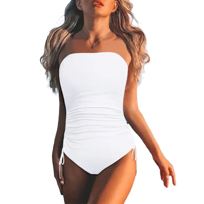 🏖️Only £10.99 Last Day Promotion!🌼Women's Strapless Ruched One-Piece Swimsuit