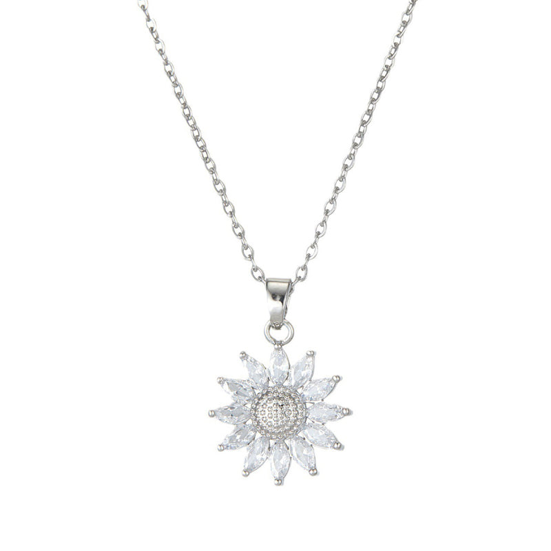 🌻 50% OFF NOW! ✨ Sunflower Pendant Necklace for Women – Sparkling Cubic Zirconia, Lightweight & Durable Gold-Tone Finish 💛