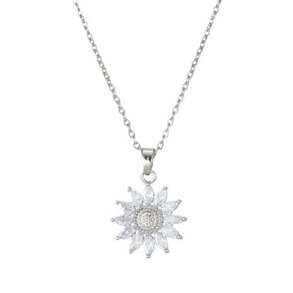 🌻 50% OFF NOW! ✨ Sunflower Pendant Necklace for Women – Sparkling Cubic Zirconia, Lightweight & Durable Gold-Tone Finish 💛