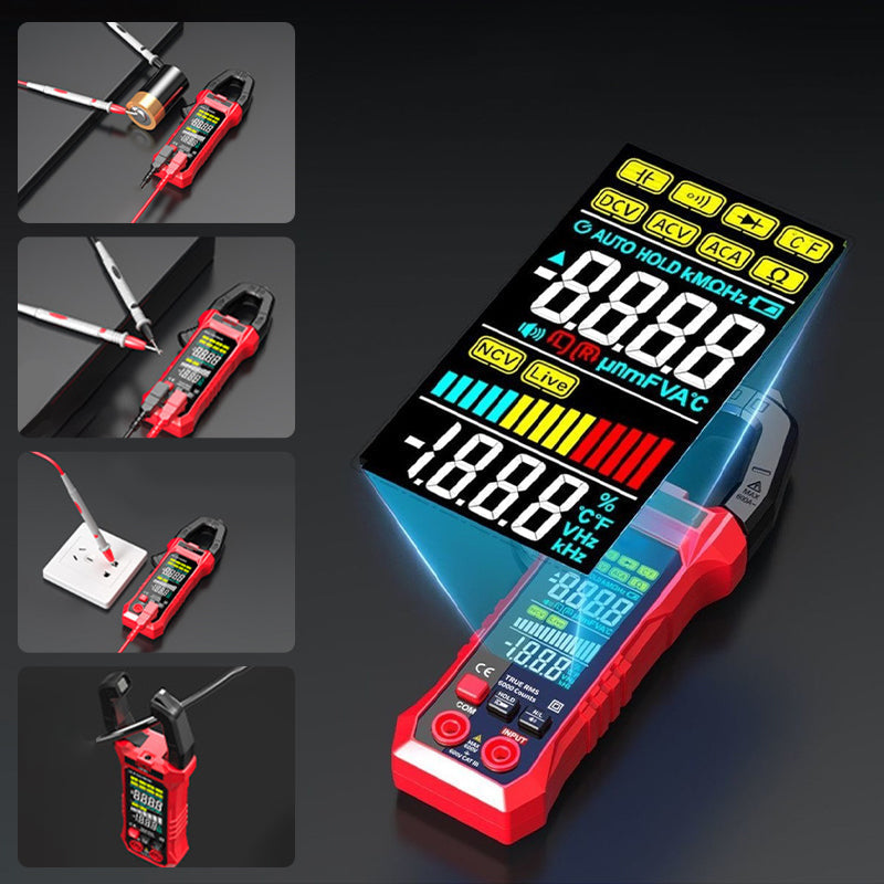 🔥Hot Sale🔥All-in-One Digital Clamp Meter: Precision Meets Power!Auto-ranging Amp Meter Built-in HD Color Screen, Measures AC/DC Current Voltage Temperature NCV