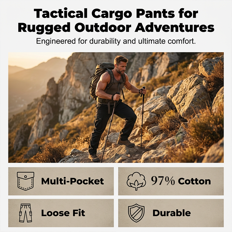👖 50% OFF & FREE SHIPPING ✈️ Men's Cotton Cargo Tactical Pants – Multi-Pocket, Reinforced Construction & Adjustable Waist 🔧