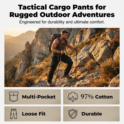 👖 50% OFF & FREE SHIPPING ✈️ Men's Cotton Cargo Tactical Pants – Multi-Pocket, Reinforced Construction & Adjustable Waist 🔧