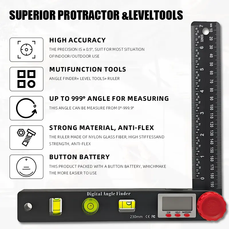🎉 2026 Sale — Over 49,000 Sold! 📐 4-in-1 Digital Angle Finder Ruler with Level – Precision Measurement Tool 🔧