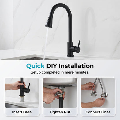 🚰 50% OFF NOW! 🧼 Modern Pull-Down Kitchen Faucet – Dual Spray Modes, Brass Core & Auto-Retraction ✨
