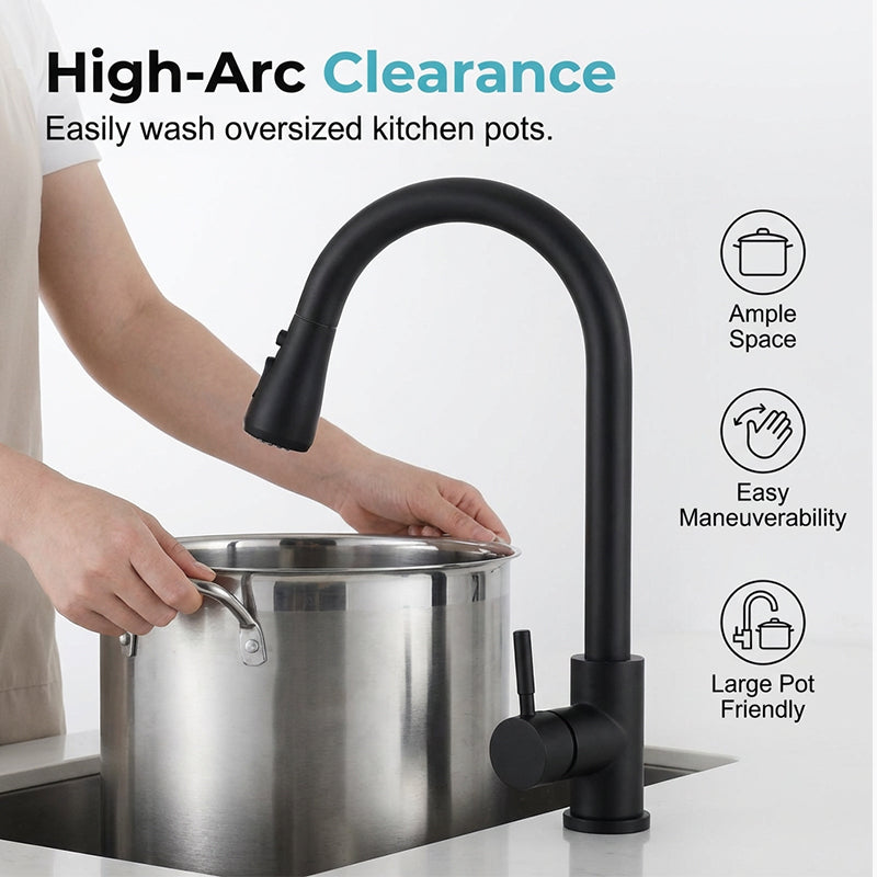 🚰 50% OFF NOW! 🧼 Modern Pull-Down Kitchen Faucet – Dual Spray Modes, Brass Core & Auto-Retraction ✨