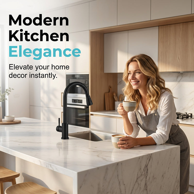 🚰 50% OFF NOW! 🧼 Modern Pull-Down Kitchen Faucet – Dual Spray Modes, Brass Core & Auto-Retraction ✨