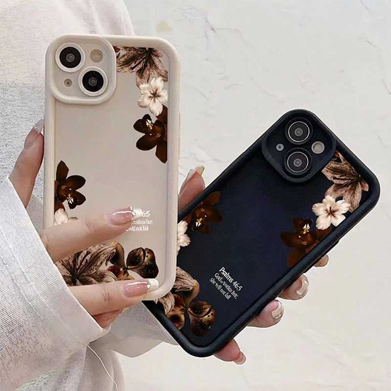 Vintage Orchid Cross Bible Verse Silicone Phone Case