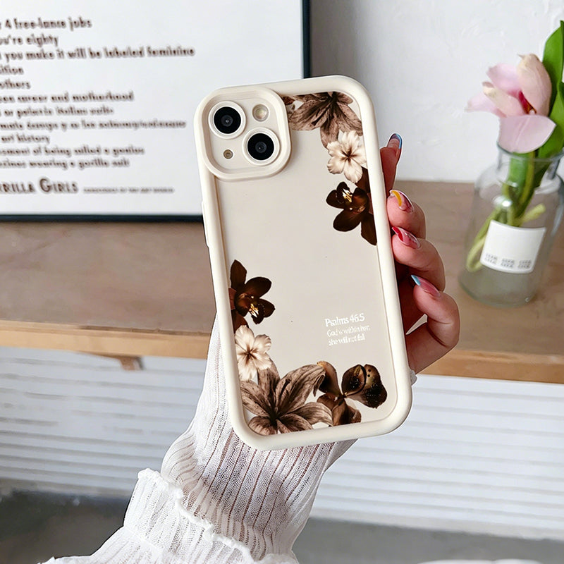 Vintage Orchid Cross Bible Verse Silicone Phone Case