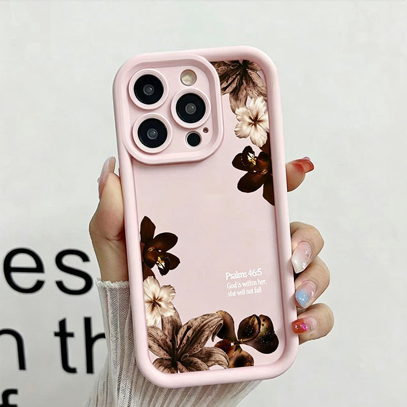 Vintage Orchid Cross Bible Verse Silicone Phone Case