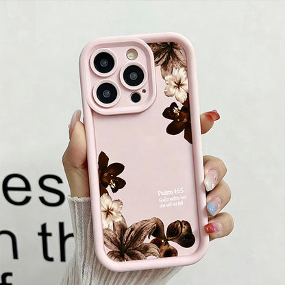 Vintage Orchid Cross Bible Verse Silicone Phone Case