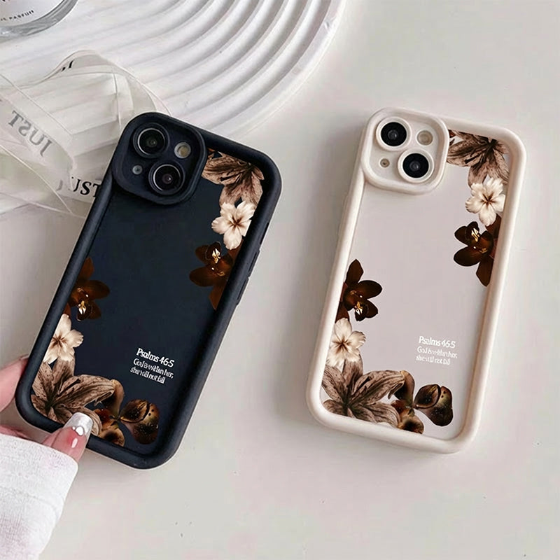 Vintage Orchid Cross Bible Verse Silicone Phone Case