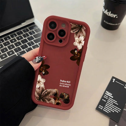 Vintage Orchid Cross Bible Verse Silicone Phone Case