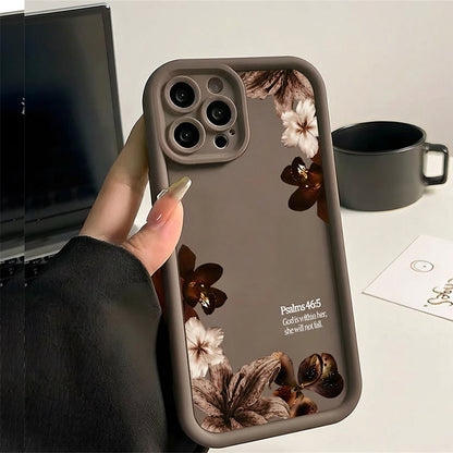 Vintage Orchid Cross Bible Verse Silicone Phone Case