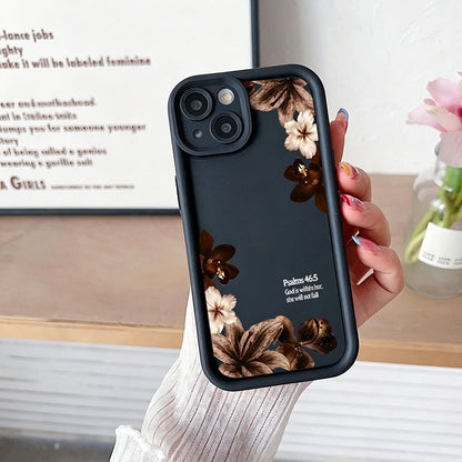 Vintage Orchid Cross Bible Verse Silicone Phone Case