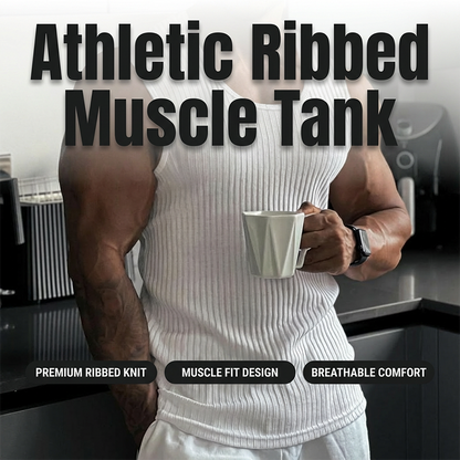 🔥Hot Sale🔥Men's Ribbed Knit Slim Fit Tank Top, Summer Sleeveless Undershirt for Daily Wear, Cotton Blend Stretchy Muscle Shirt