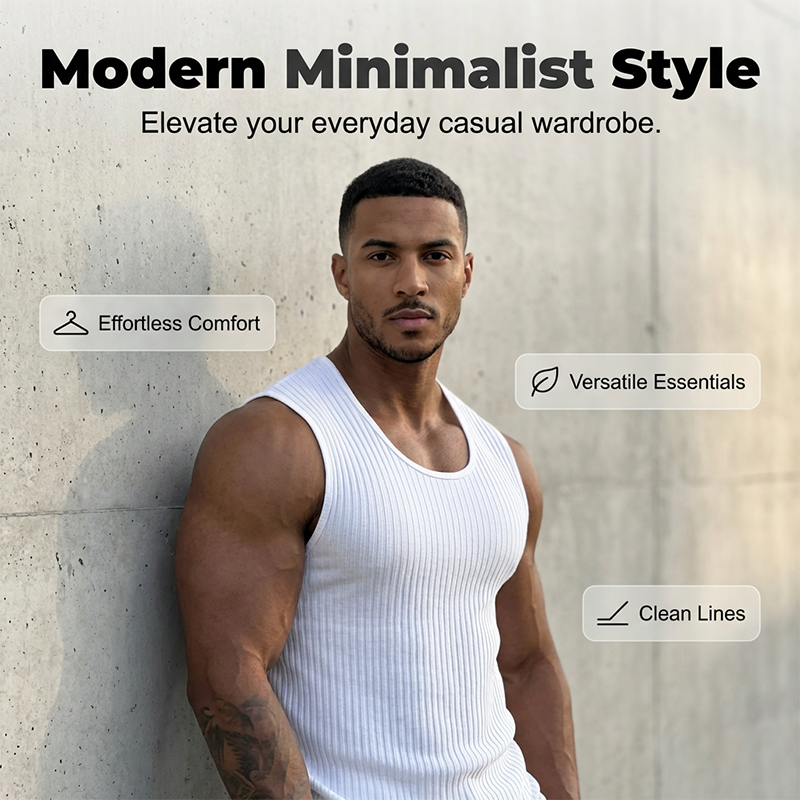 🔥Hot Sale🔥Men's Ribbed Knit Slim Fit Tank Top, Summer Sleeveless Undershirt for Daily Wear, Cotton Blend Stretchy Muscle Shirt