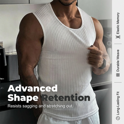 🔥Hot Sale🔥Men's Ribbed Knit Slim Fit Tank Top, Summer Sleeveless Undershirt for Daily Wear, Cotton Blend Stretchy Muscle Shirt
