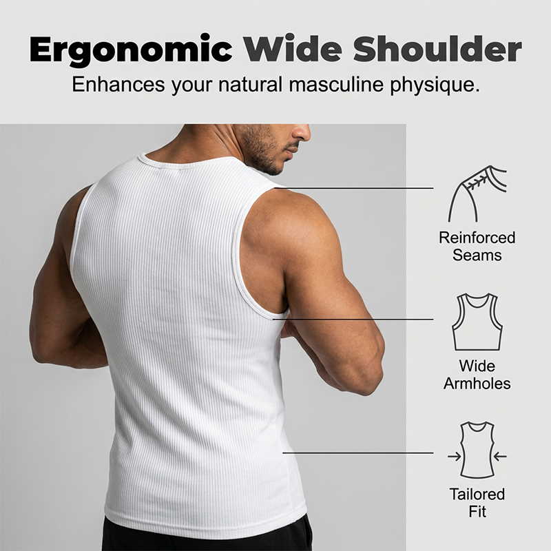 🔥Hot Sale🔥Men's Ribbed Knit Slim Fit Tank Top, Summer Sleeveless Undershirt for Daily Wear, Cotton Blend Stretchy Muscle Shirt