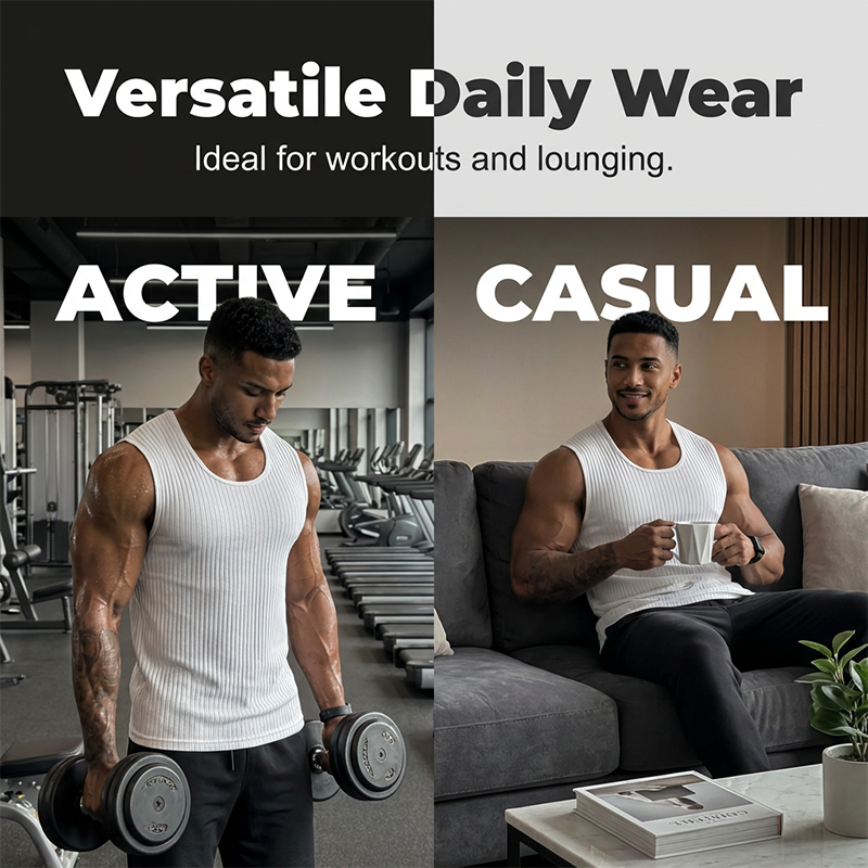 🔥Hot Sale🔥Men's Ribbed Knit Slim Fit Tank Top, Summer Sleeveless Undershirt for Daily Wear, Cotton Blend Stretchy Muscle Shirt