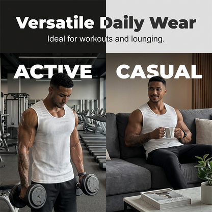 🔥Hot Sale🔥Men's Ribbed Knit Slim Fit Tank Top, Summer Sleeveless Undershirt for Daily Wear, Cotton Blend Stretchy Muscle Shirt