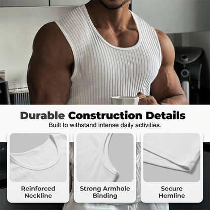🔥Hot Sale🔥Men's Ribbed Knit Slim Fit Tank Top, Summer Sleeveless Undershirt for Daily Wear, Cotton Blend Stretchy Muscle Shirt