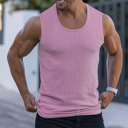 🔥Hot Sale🔥Men's Ribbed Knit Slim Fit Tank Top, Summer Sleeveless Undershirt for Daily Wear, Cotton Blend Stretchy Muscle Shirt