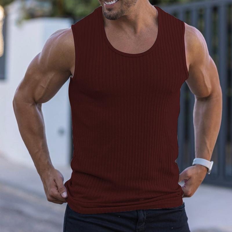 🔥Hot Sale🔥Men's Ribbed Knit Slim Fit Tank Top, Summer Sleeveless Undershirt for Daily Wear, Cotton Blend Stretchy Muscle Shirt