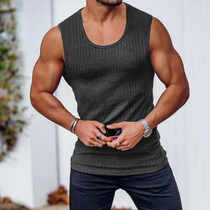 🔥Hot Sale🔥Men's Ribbed Knit Slim Fit Tank Top, Summer Sleeveless Undershirt for Daily Wear, Cotton Blend Stretchy Muscle Shirt