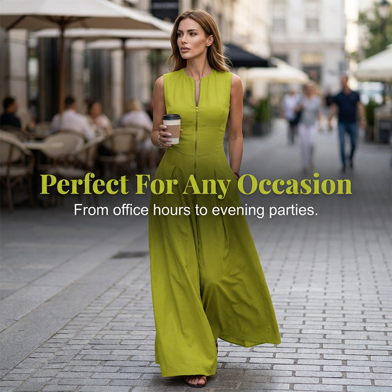 👗 50% OFF NOW! 🥳 Sleeveless Zip-Front A-Line Maxi Dress – Flowy & lightweight – Perfect for summer parties or casual elegance – chic and comfortable 🌸✨