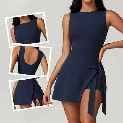 Women’s Solid Knot Wrap Sports Jumpsuits