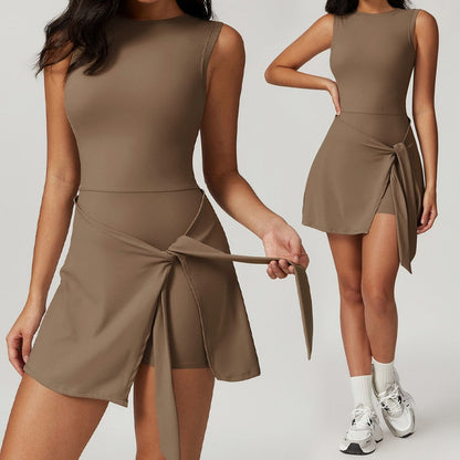 Women’s Solid Knot Wrap Sports Jumpsuits