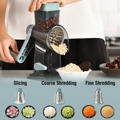 🔥FREE SHIPPING🔥3-in-1 Rotary Vegetable Slicer with Suction Base – Fast Prep, Safe & Mess-Free