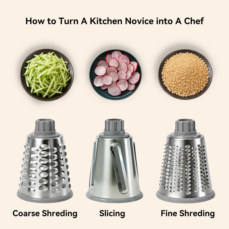 🔥FREE SHIPPING🔥3-in-1 Rotary Vegetable Slicer with Suction Base – Fast Prep, Safe & Mess-Free