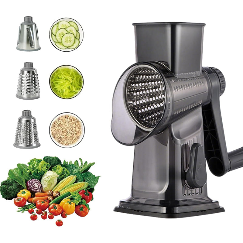 🔥FREE SHIPPING🔥3-in-1 Rotary Vegetable Slicer with Suction Base – Fast Prep, Safe & Mess-Free