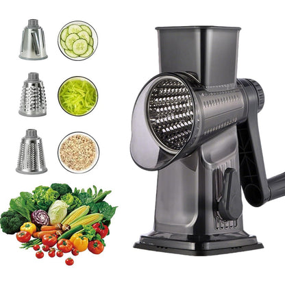 🔥FREE SHIPPING🔥3-in-1 Rotary Vegetable Slicer with Suction Base – Fast Prep, Safe & Mess-Free