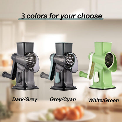🔥FREE SHIPPING🔥3-in-1 Rotary Vegetable Slicer with Suction Base – Fast Prep, Safe & Mess-Free