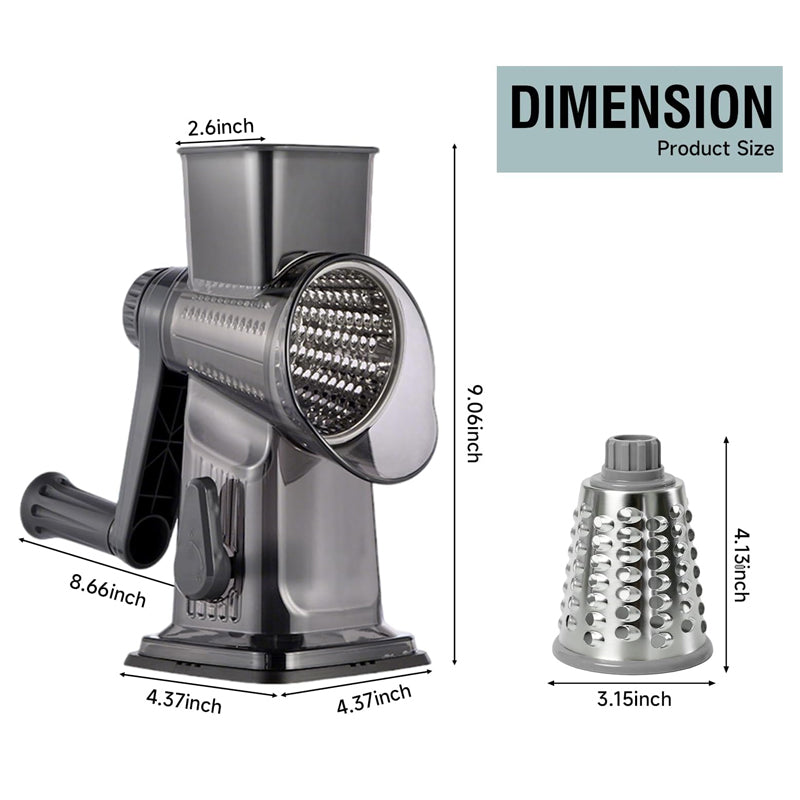 🔥FREE SHIPPING🔥3-in-1 Rotary Vegetable Slicer with Suction Base – Fast Prep, Safe & Mess-Free